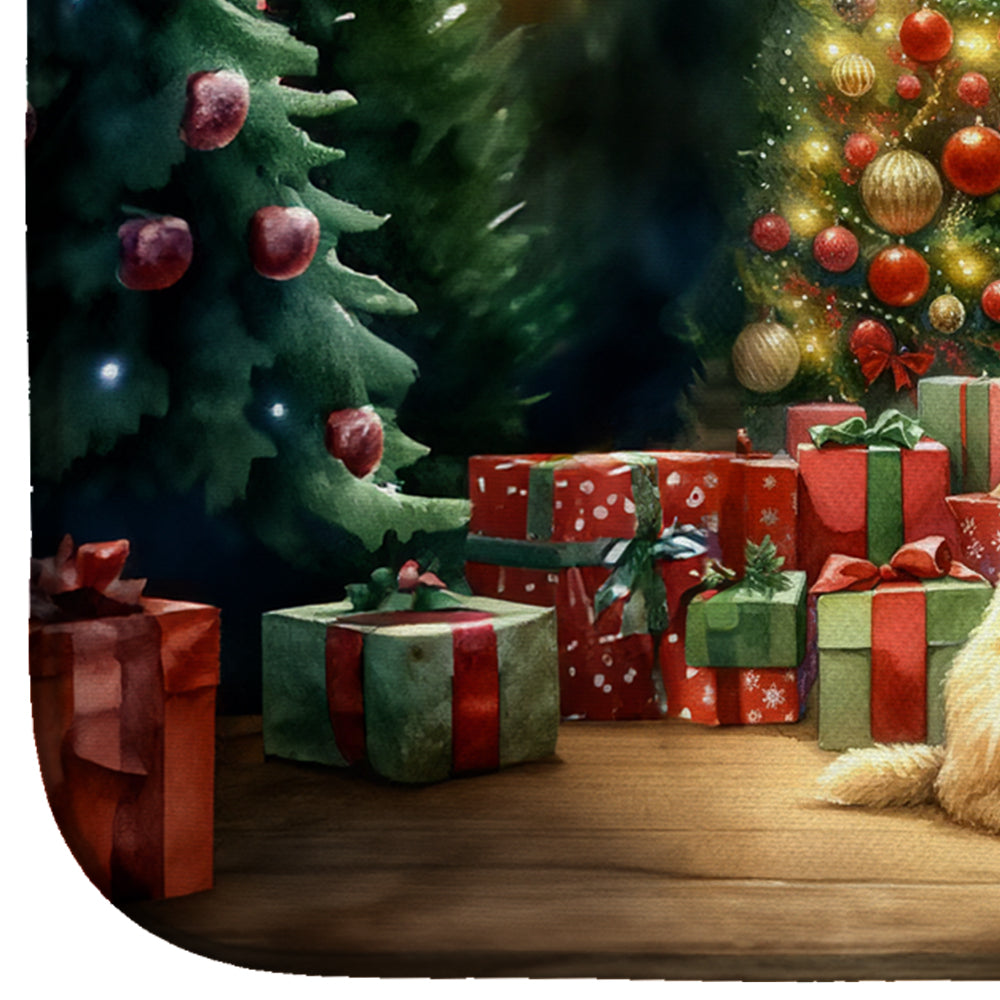 Wheaten Terrier and Santa Claus Dish Drying Mat