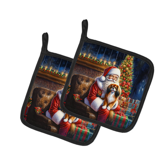 Buy this Tibetan Spaniel and Santa Claus Pair of Pot Holders