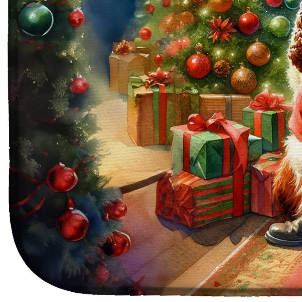 Welsh Springer Spaniel and Santa Claus Dish Drying Mat