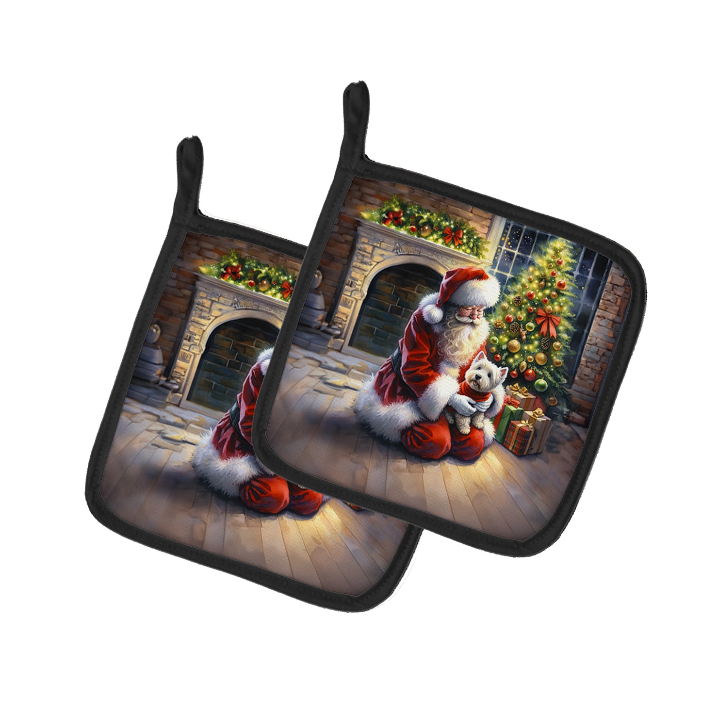 Buy this Westie and Santa Claus Pair of Pot Holders