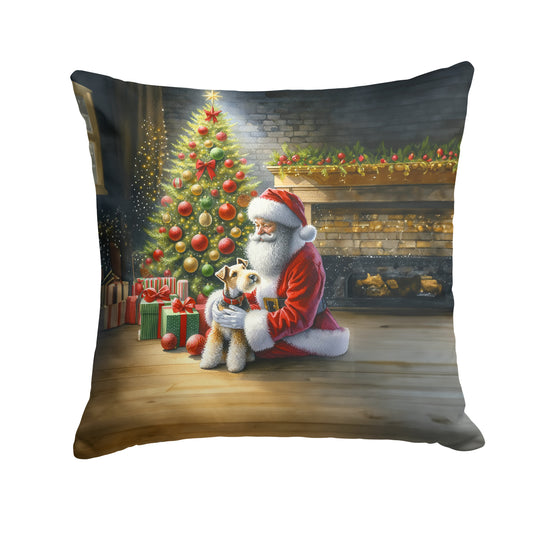 Buy this Fox Terrier and Santa Claus Throw Pillow