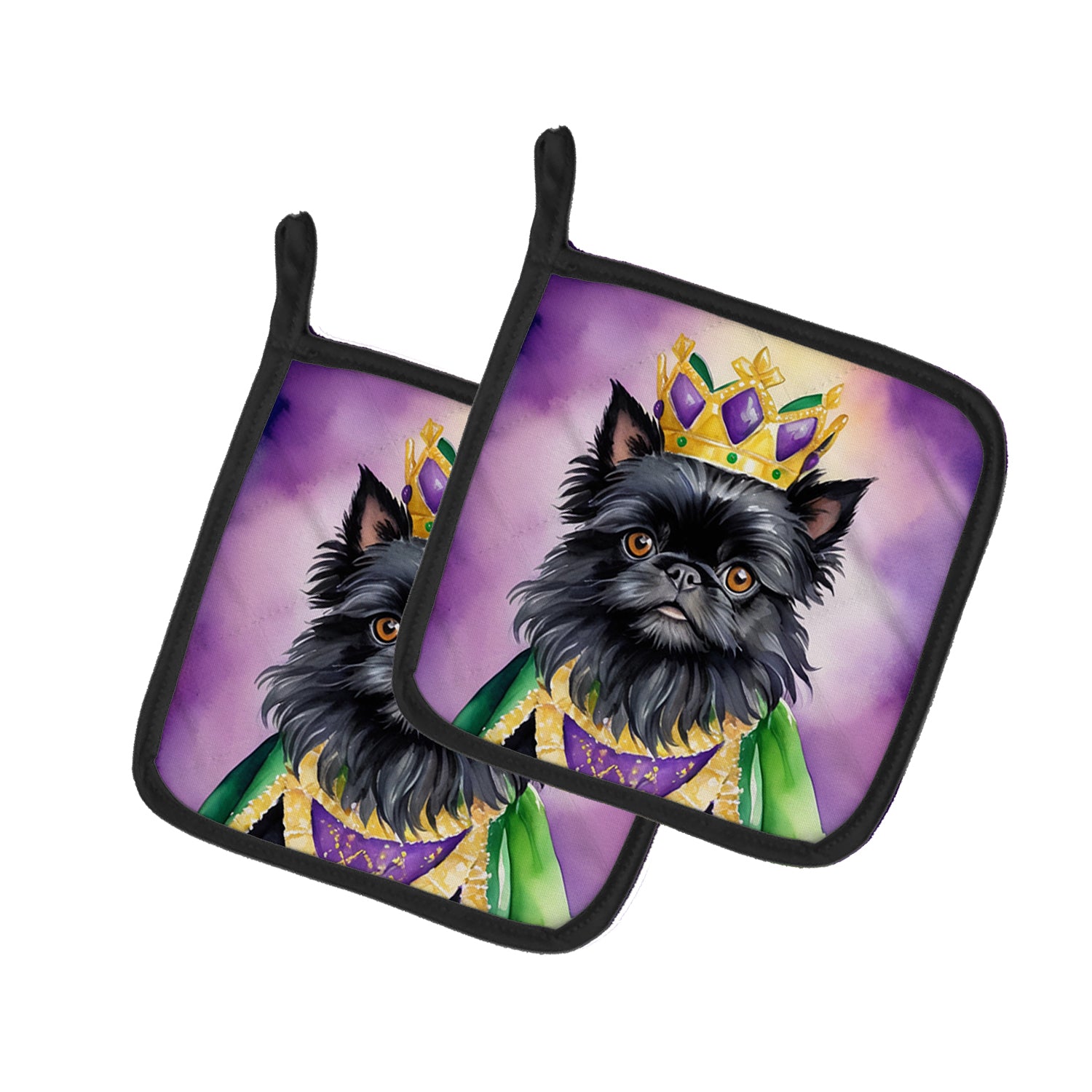 Buy this Affenpinscher King of Mardi Gras Pair of Pot Holders