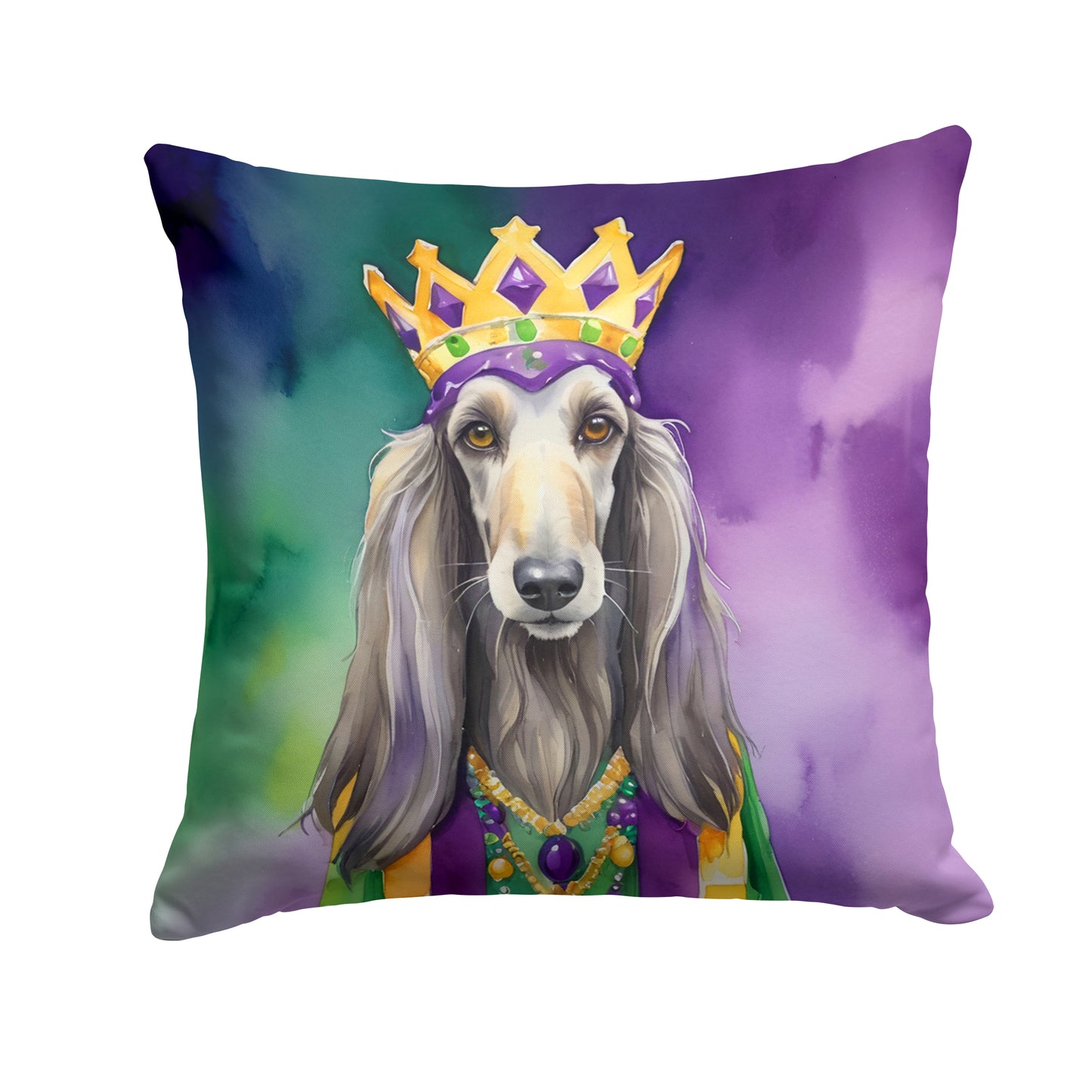 Buy this Afghan Hound King of Mardi Gras Throw Pillow