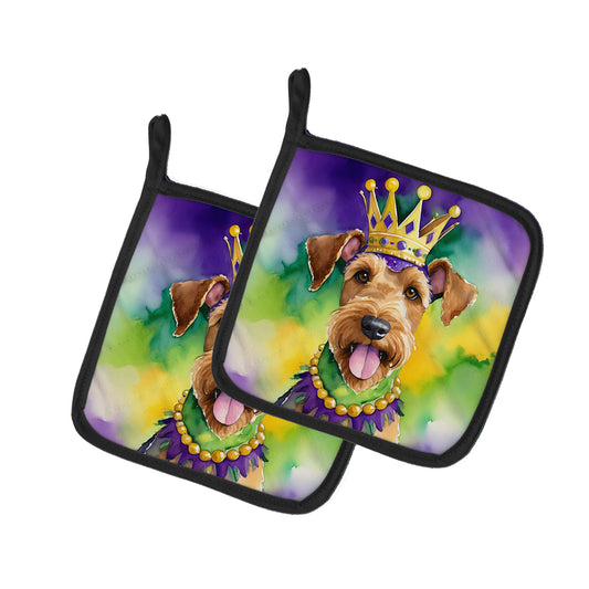 Buy this Airedale Terrier King of Mardi Gras Pair of Pot Holders