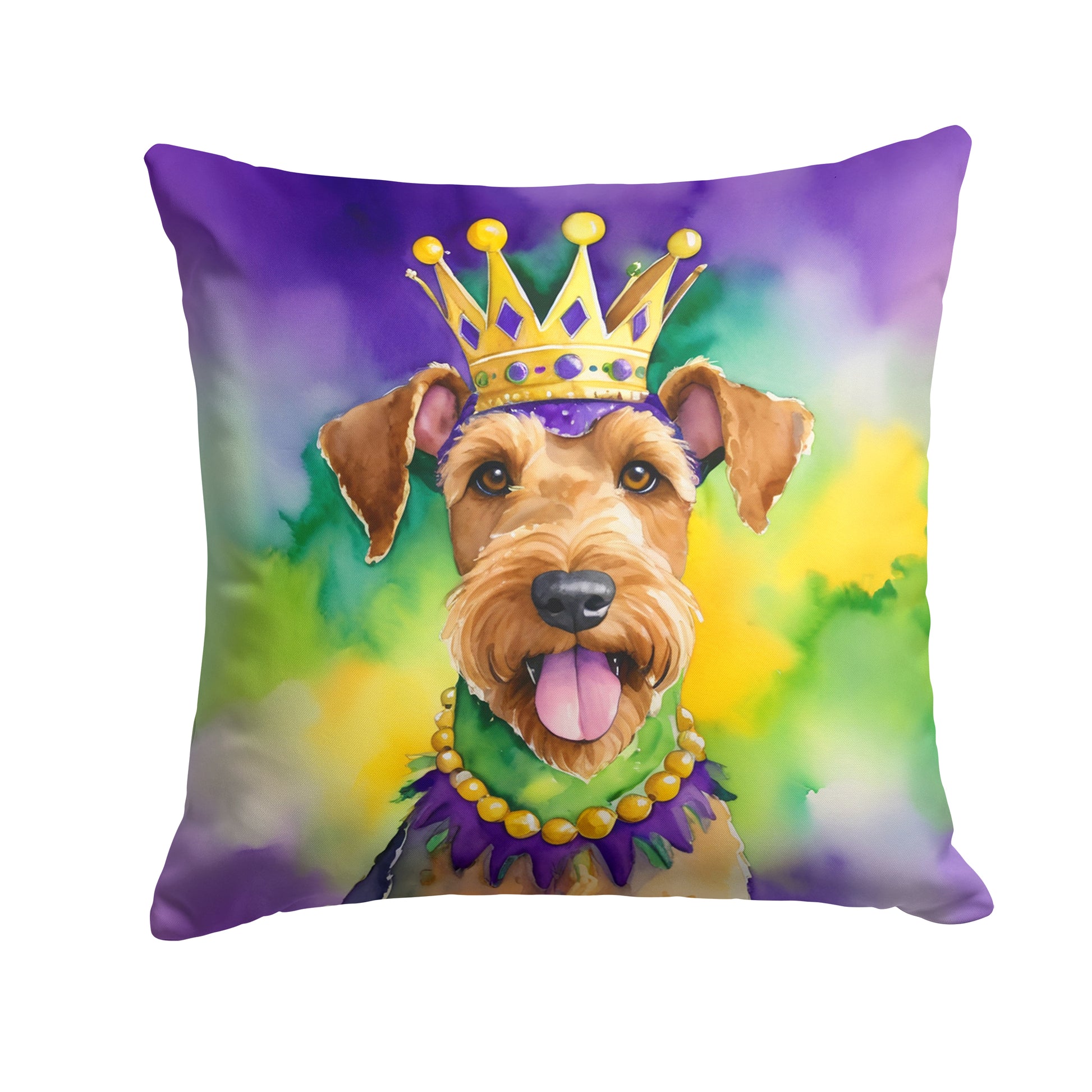 Buy this Airedale Terrier King of Mardi Gras Throw Pillow