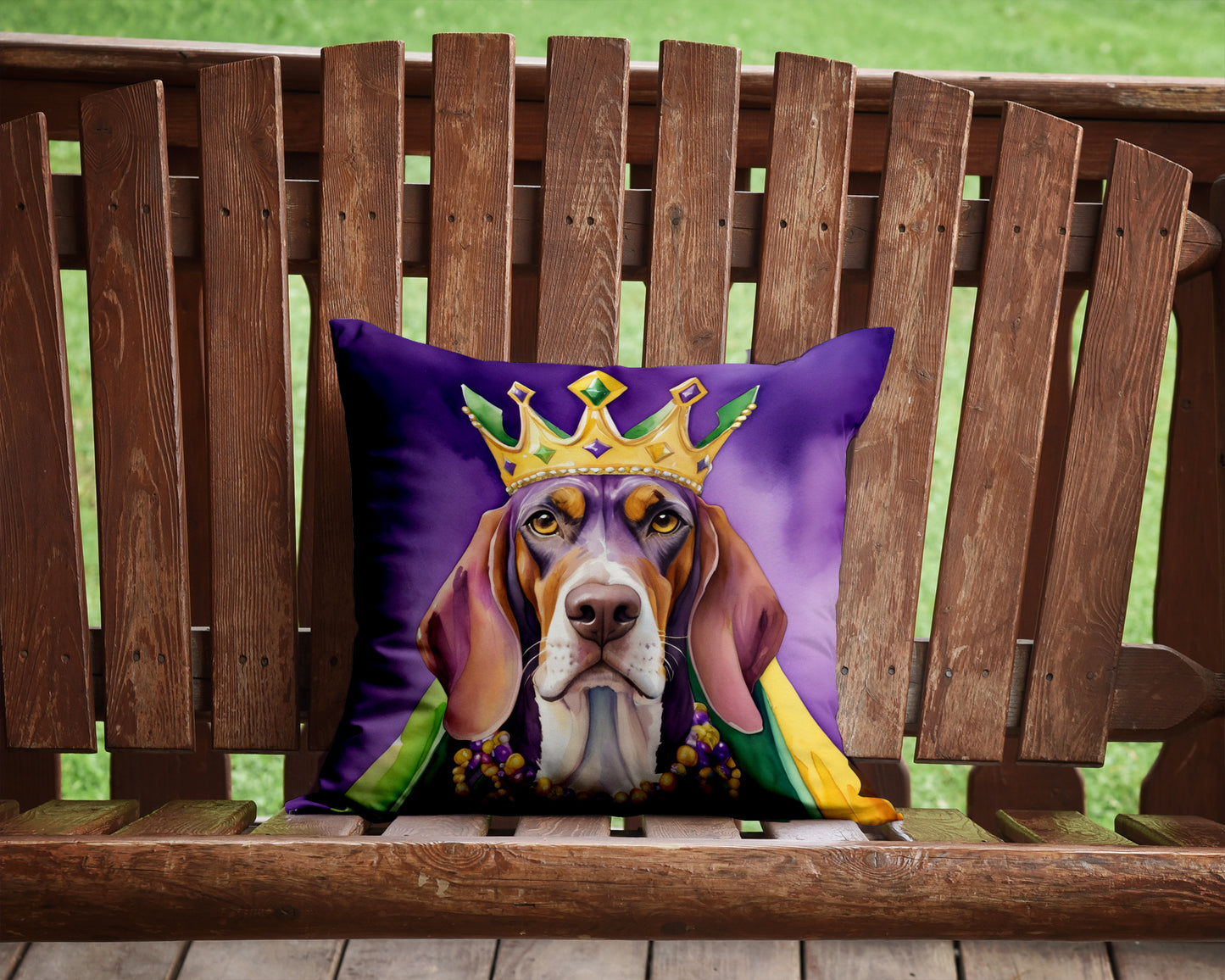 American English Coonhound King of Mardi Gras Throw Pillow