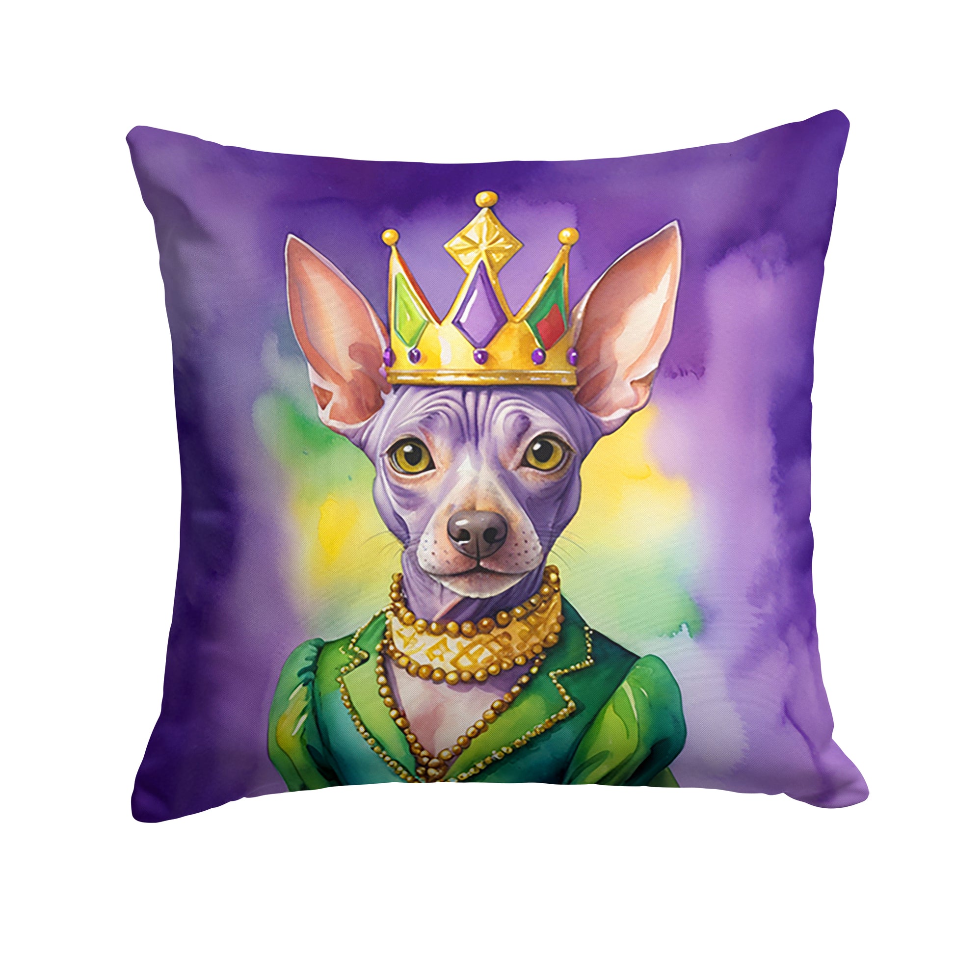 Buy this American Hairless Terrier King of Mardi Gras Throw Pillow