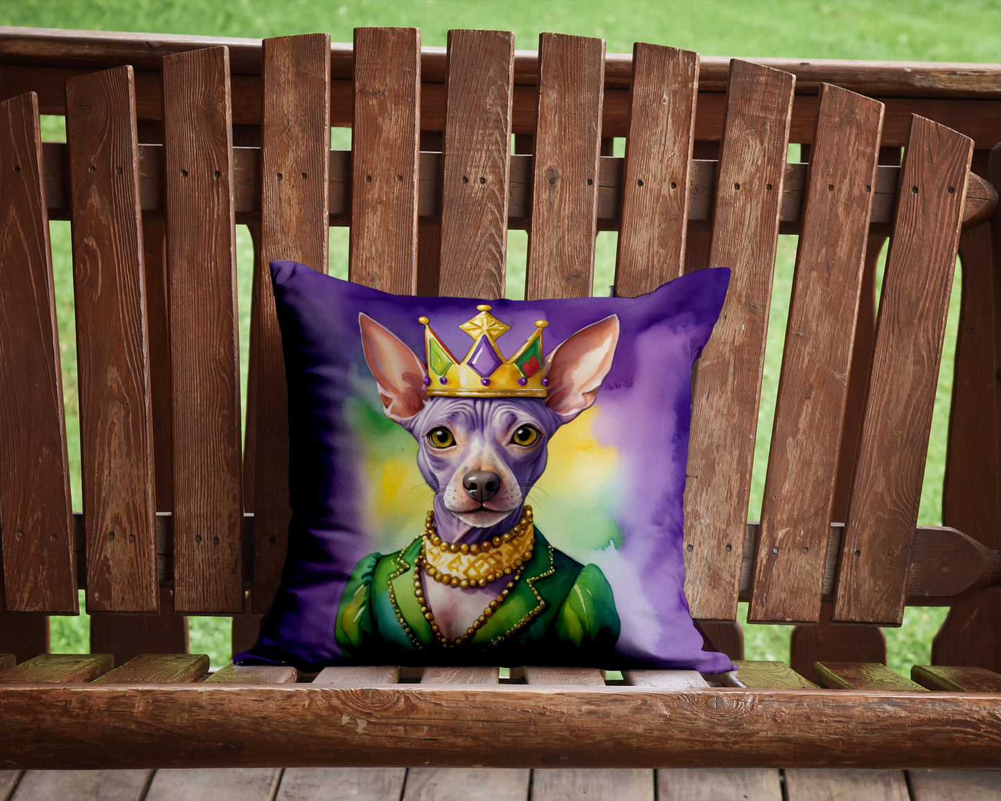 American Hairless Terrier King of Mardi Gras Throw Pillow