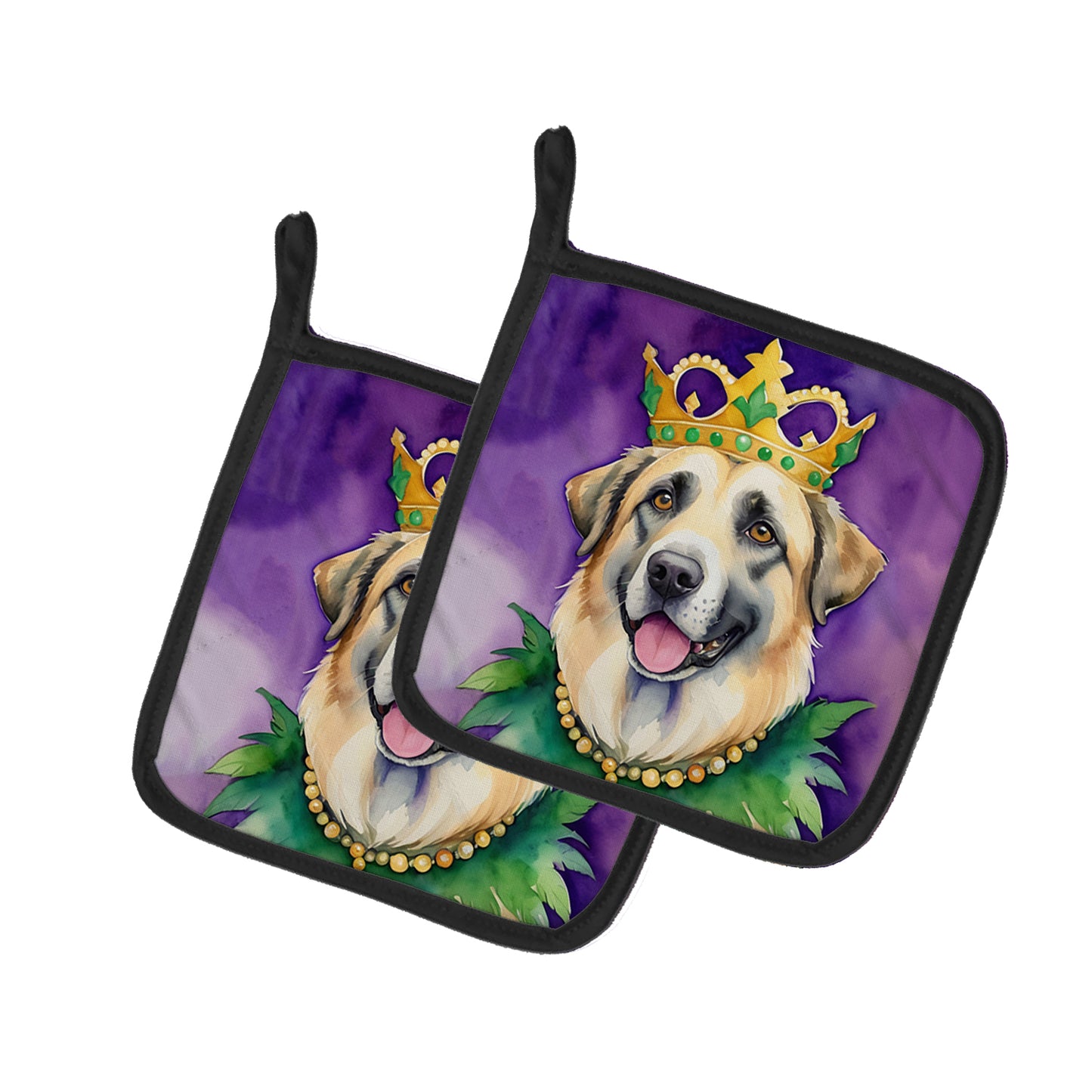 Buy this Anatolian Shepherd Dog King of Mardi Gras Pair of Pot Holders