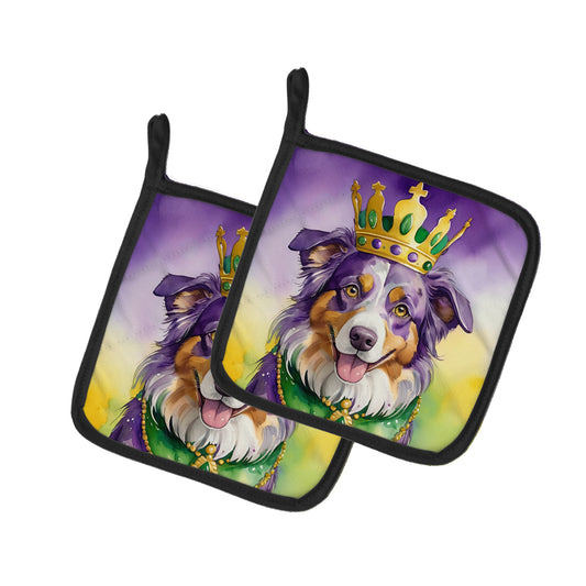 Buy this Australian Shepherd King of Mardi Gras Pair of Pot Holders