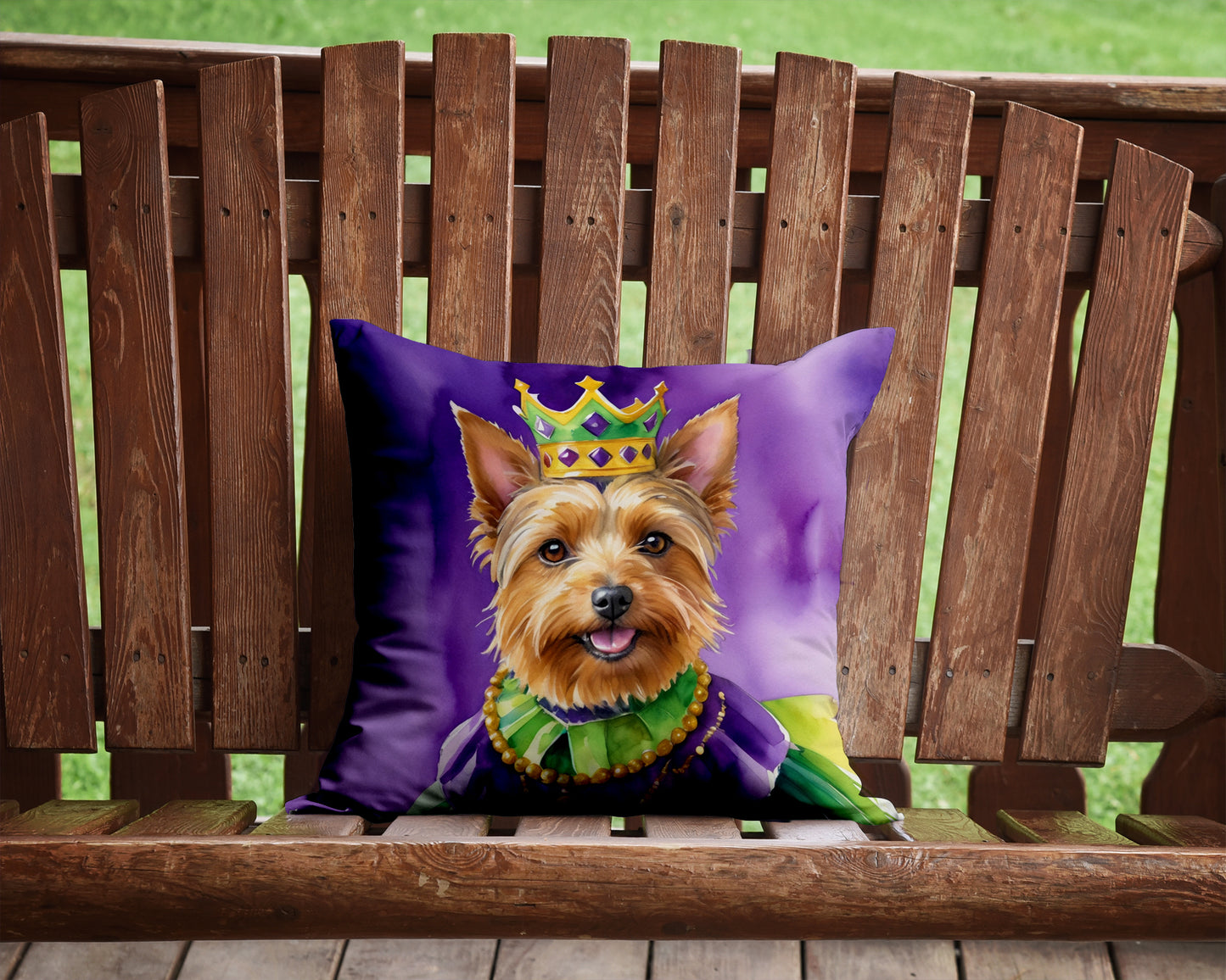 Australian Terrier King of Mardi Gras Throw Pillow