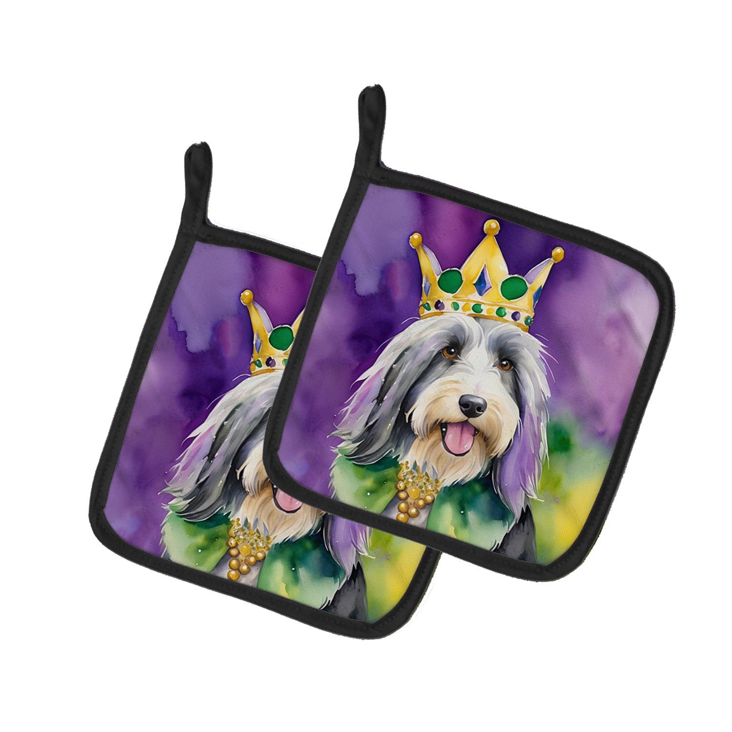 Buy this Bearded Collie King of Mardi Gras Pair of Pot Holders