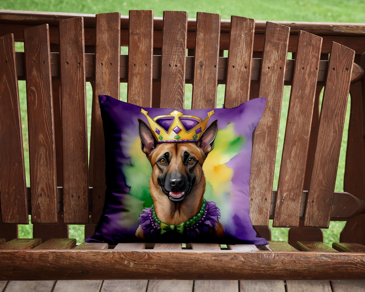 Belgian Malinois King of Mardi Gras Throw Pillow