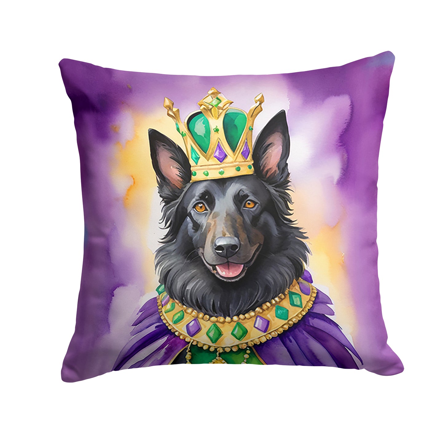 Buy this Belgian Sheepdog King of Mardi Gras Throw Pillow