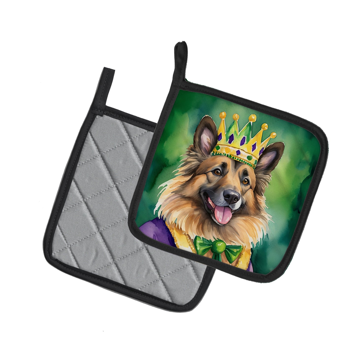 Belgian Tervuren King of Mardi Gras Pair of Pot Holders