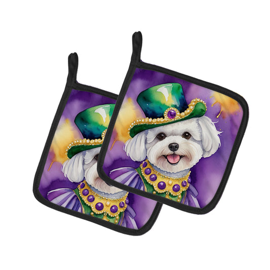 Buy this Bichon Frise King of Mardi Gras Pair of Pot Holders