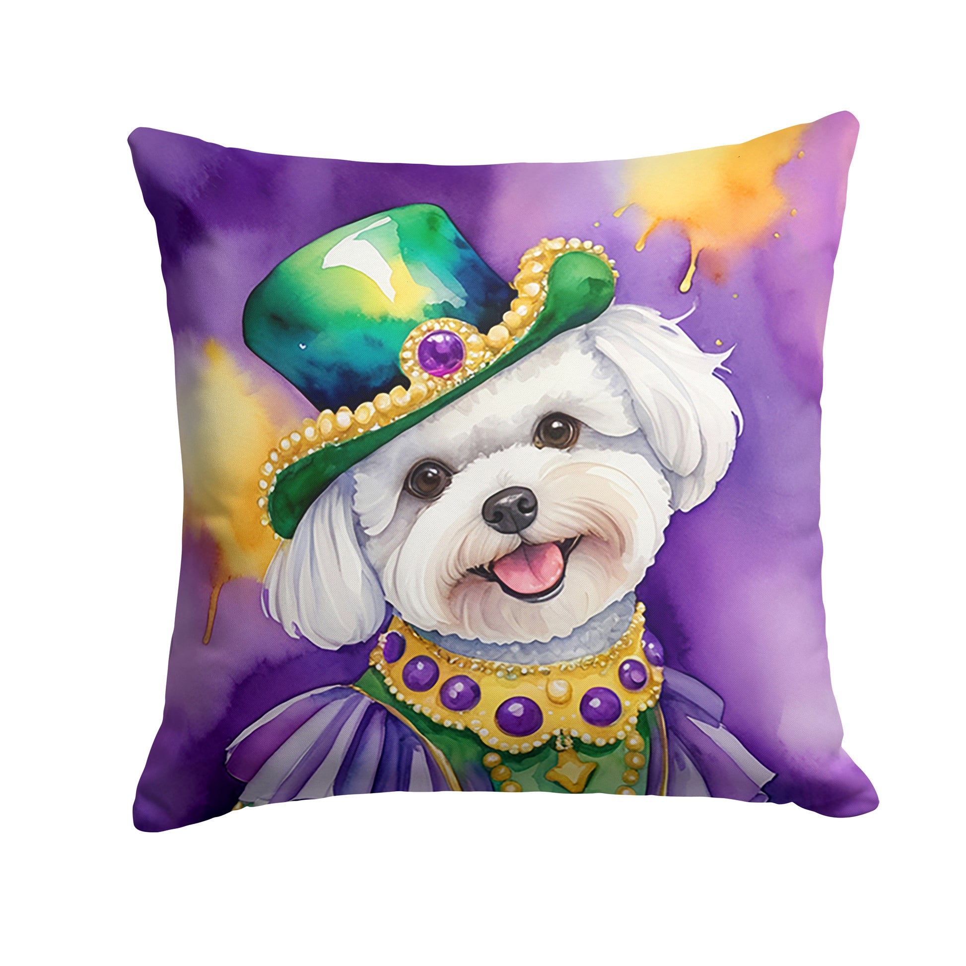 Buy this Bichon Frise King of Mardi Gras Throw Pillow