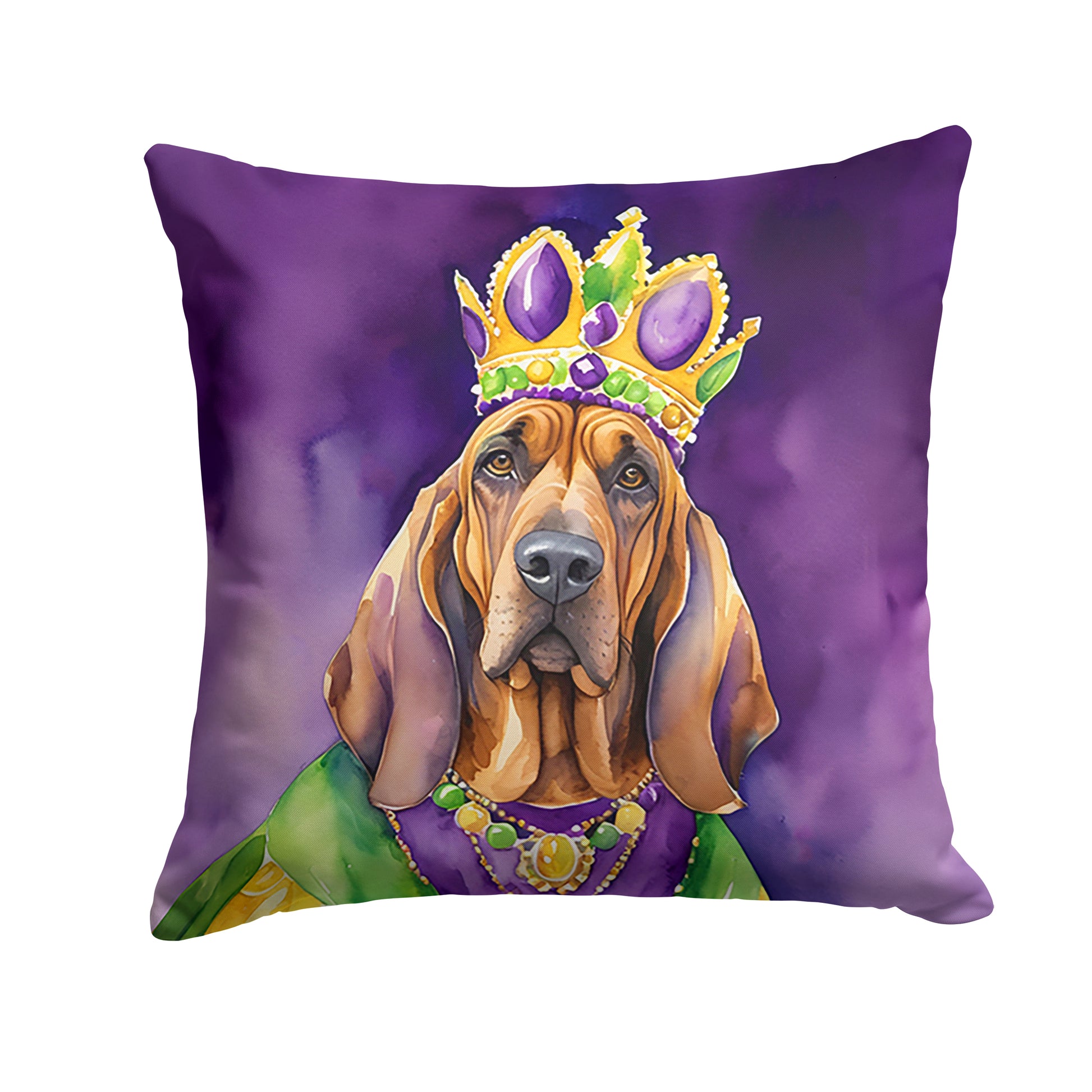 Buy this Bloodhound King of Mardi Gras Throw Pillow