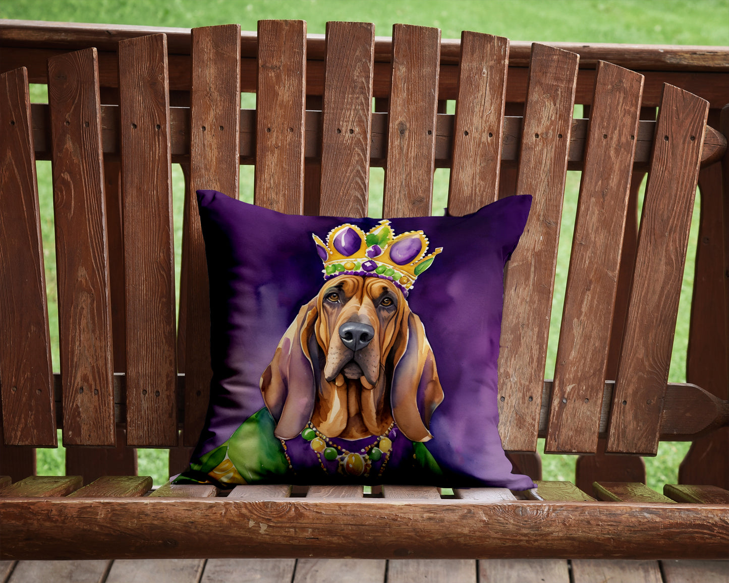 Bloodhound King of Mardi Gras Throw Pillow