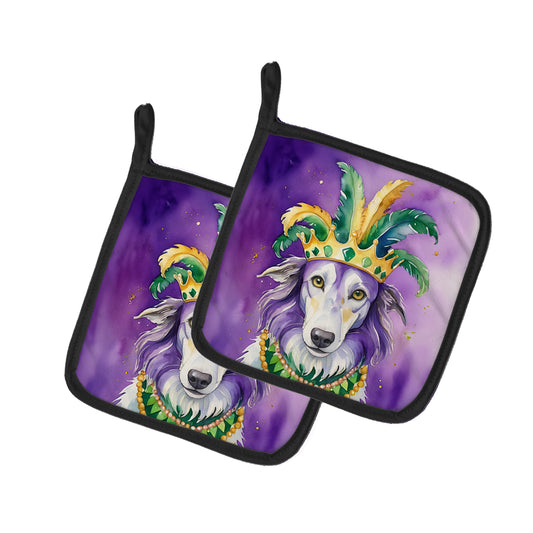 Buy this Borzoi King of Mardi Gras Pair of Pot Holders