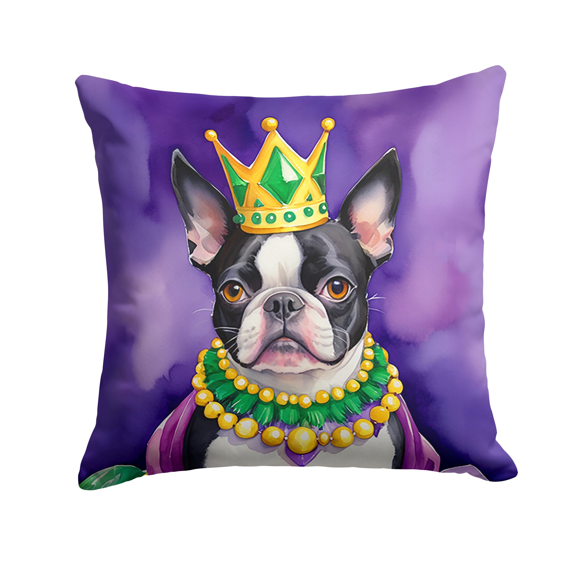 Buy this Boston Terrier King of Mardi Gras Throw Pillow