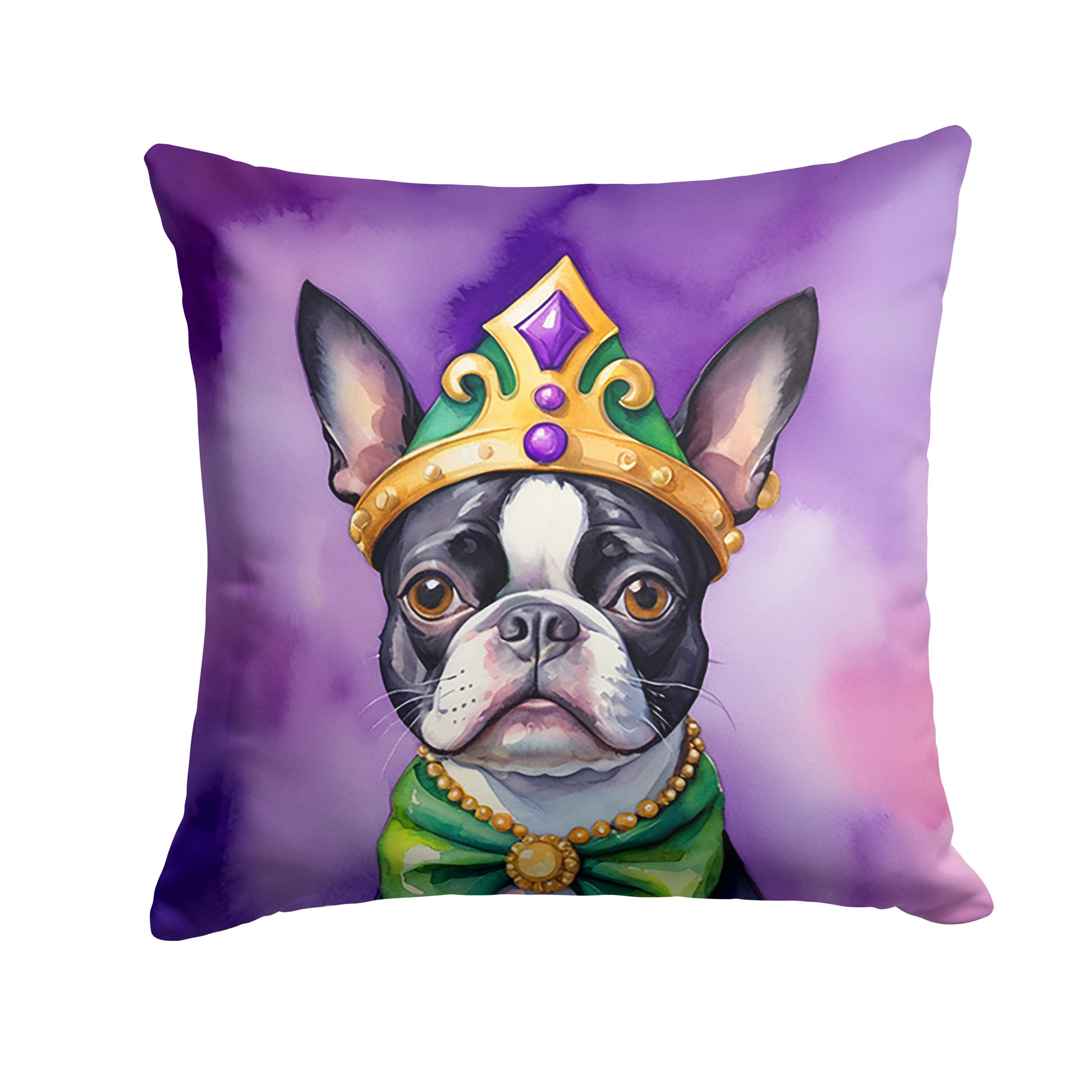 Buy this Boston Terrier King of Mardi Gras Throw Pillow