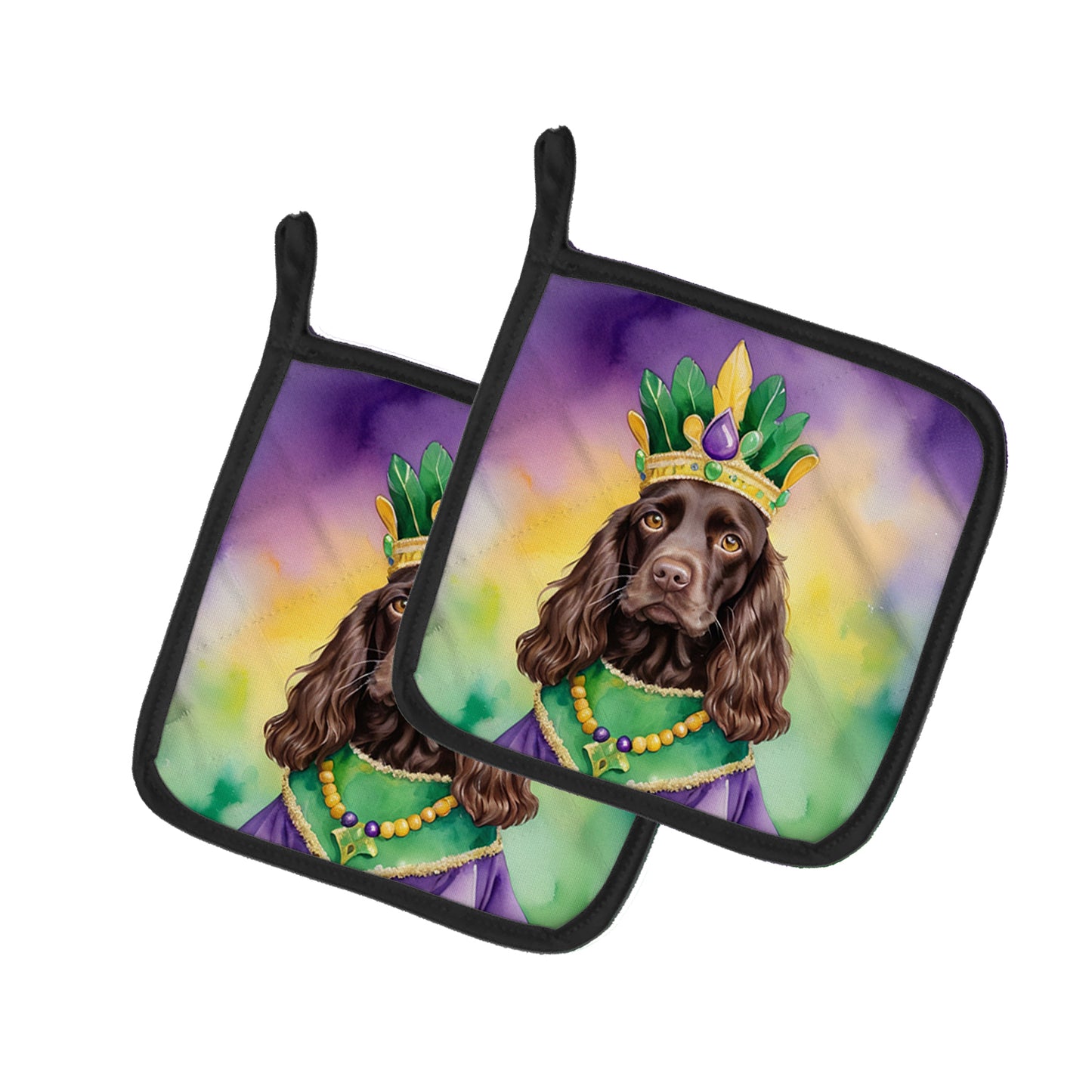 Buy this Boykin Spaniel King of Mardi Gras Pair of Pot Holders