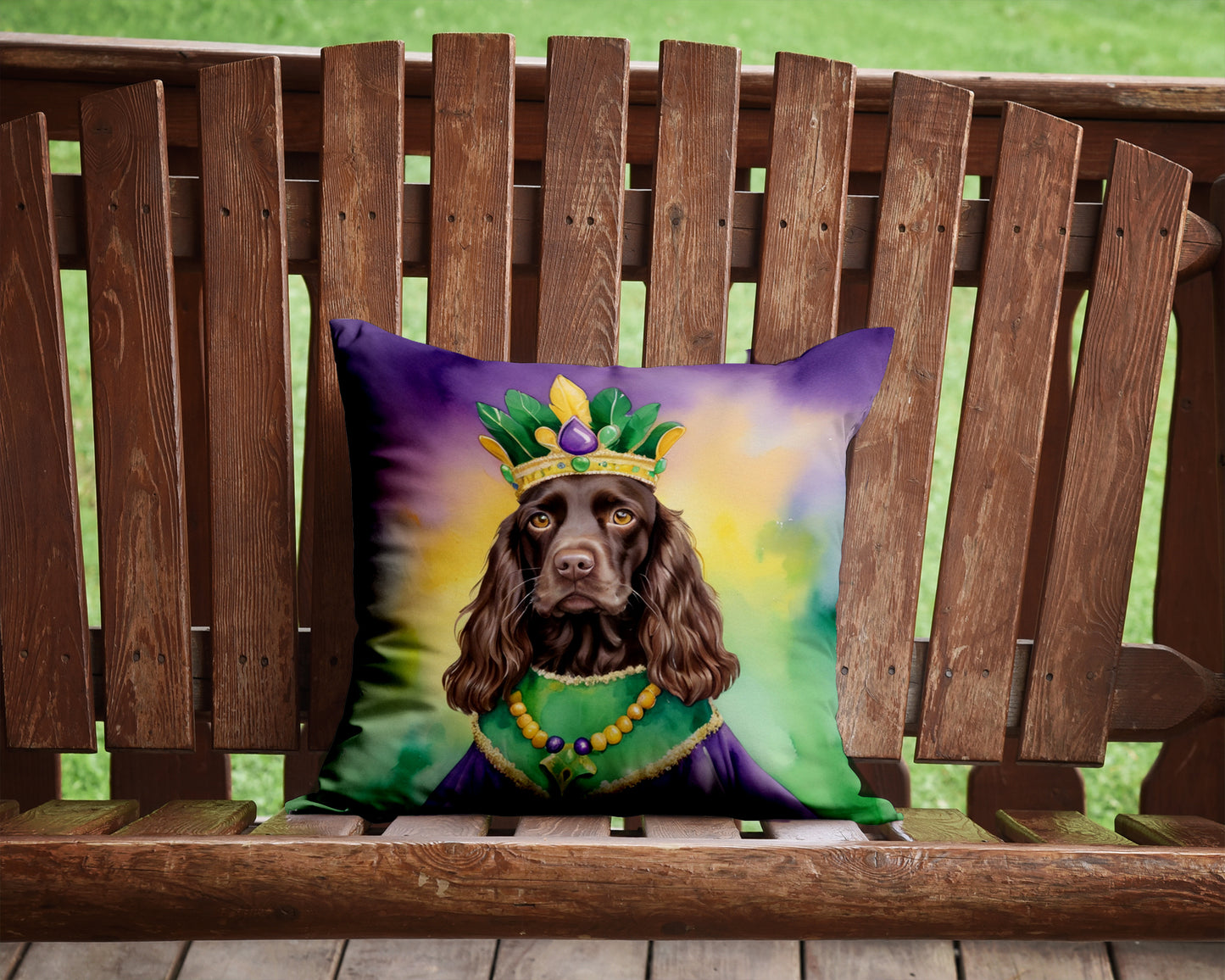 Boykin Spaniel King of Mardi Gras Throw Pillow