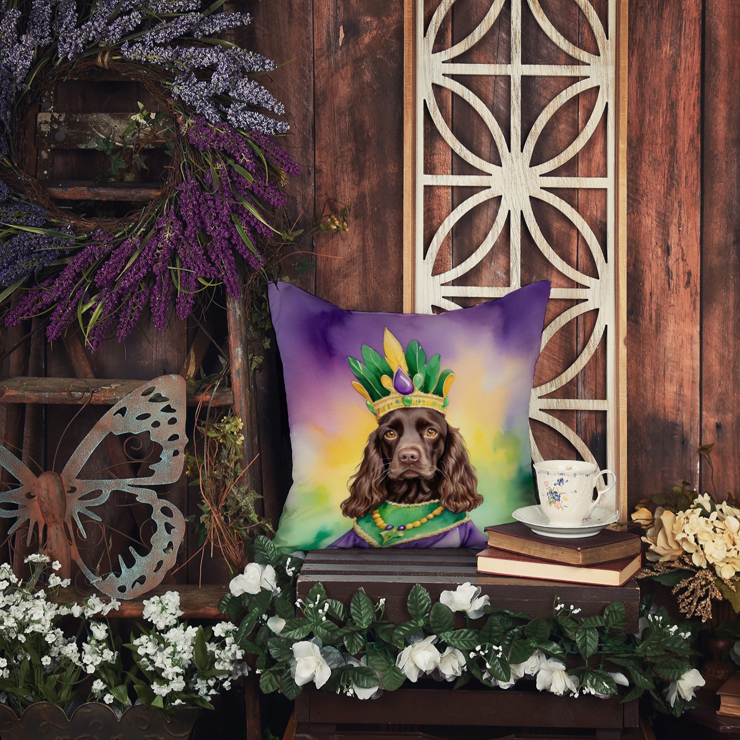 Boykin Spaniel King of Mardi Gras Throw Pillow