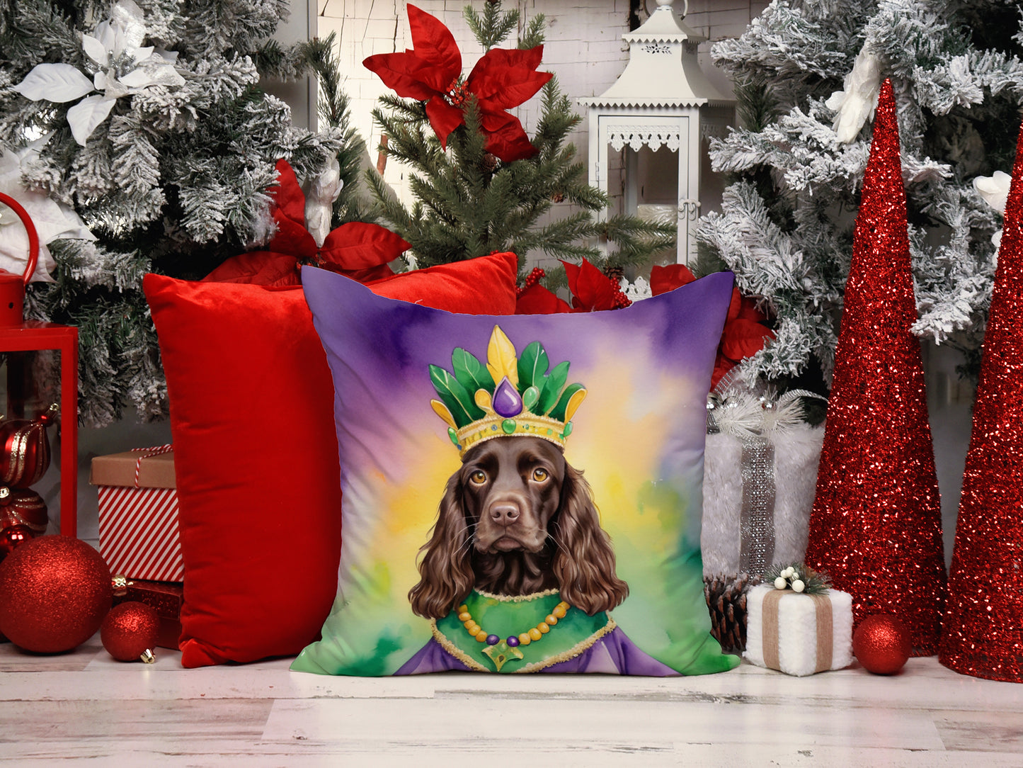 Boykin Spaniel King of Mardi Gras Throw Pillow