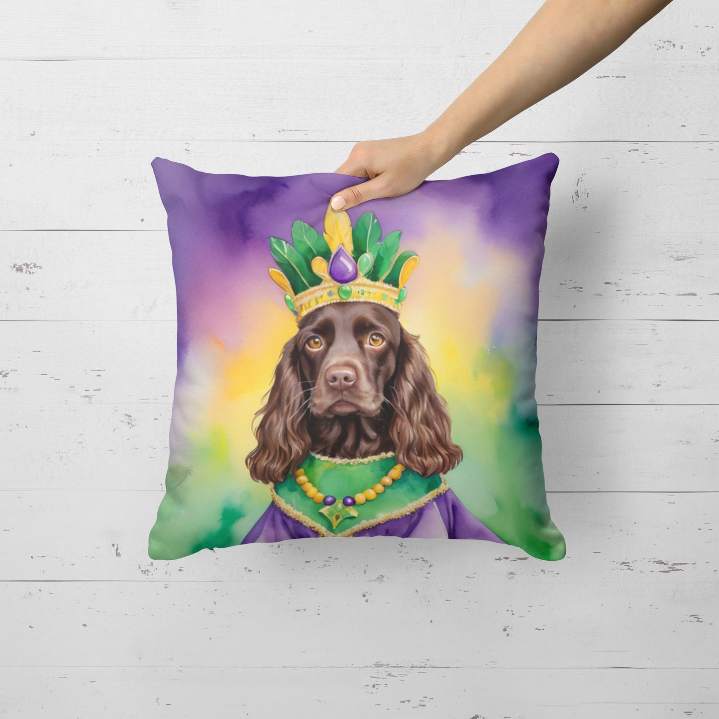 Boykin Spaniel King of Mardi Gras Throw Pillow