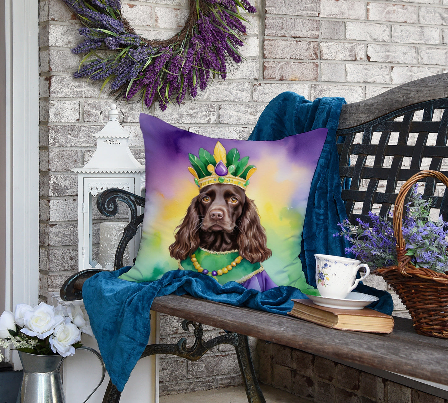 Boykin Spaniel King of Mardi Gras Throw Pillow