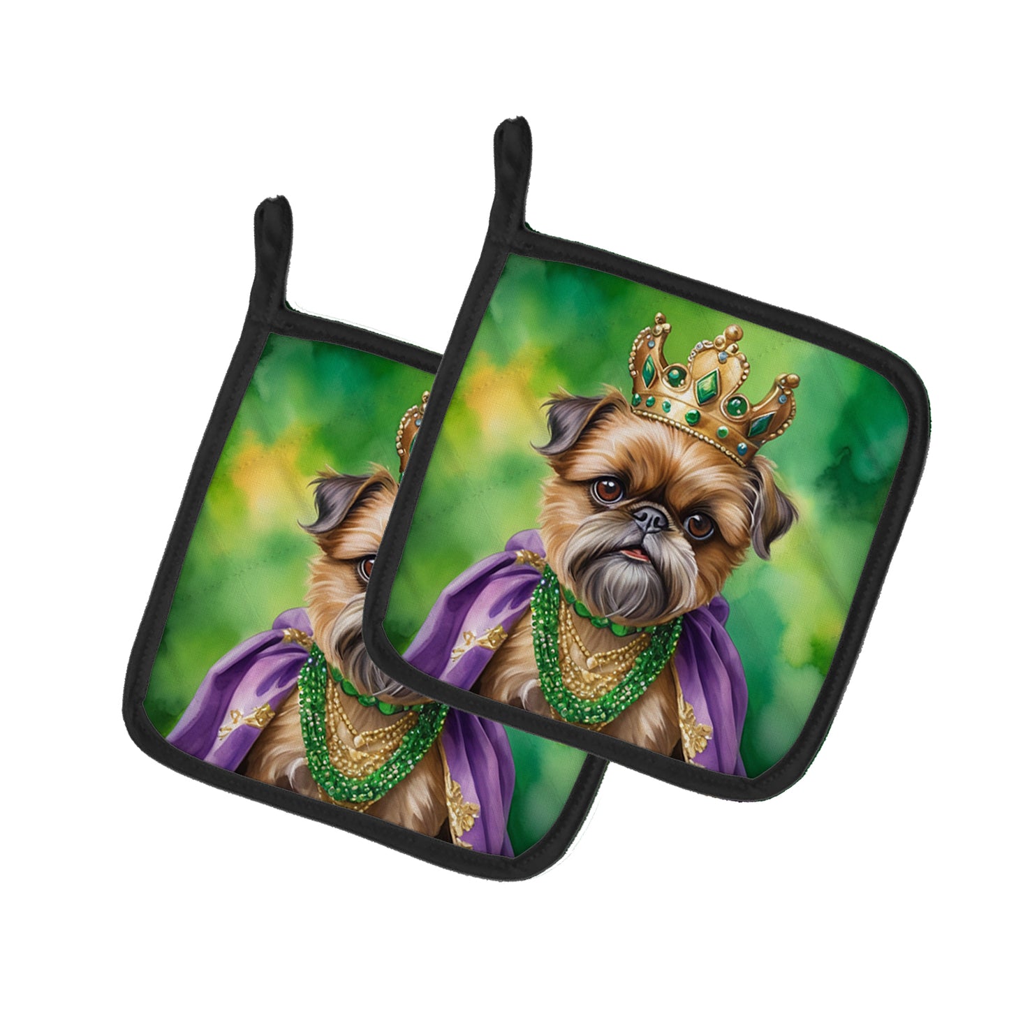 Buy this Brussels Griffon King of Mardi Gras Pair of Pot Holders