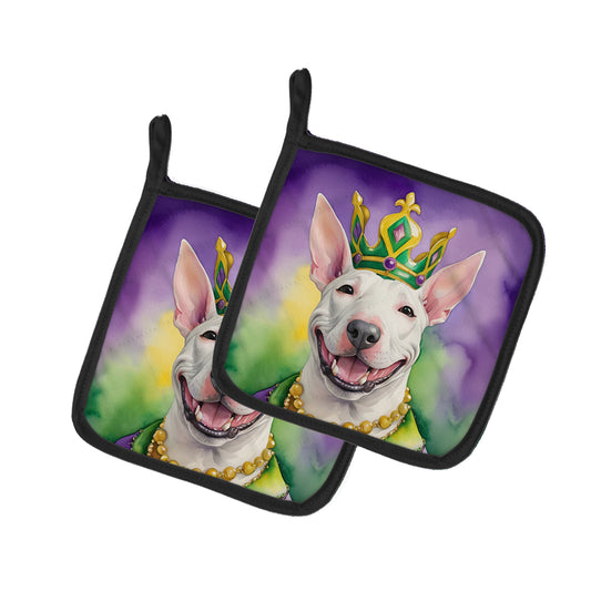 Buy this Bull Terrier King of Mardi Gras Pair of Pot Holders