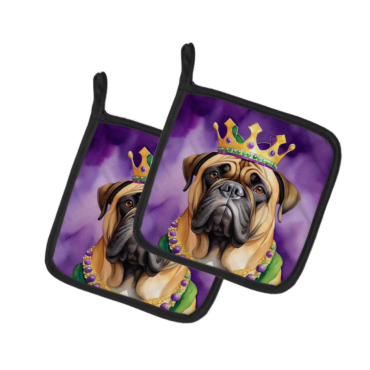 Buy this Bullmastiff King of Mardi Gras Pair of Pot Holders