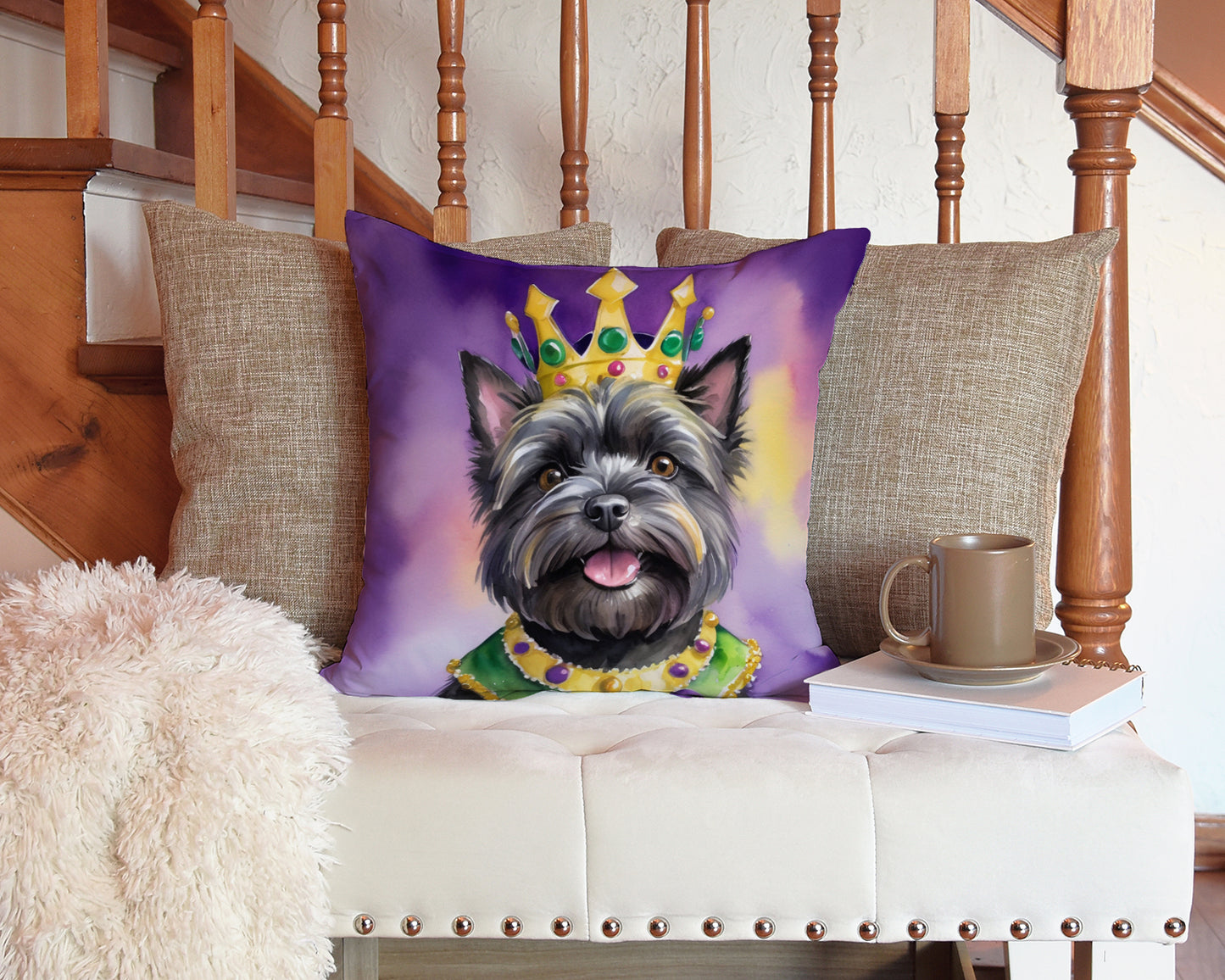 Cairn Terrier King of Mardi Gras Throw Pillow