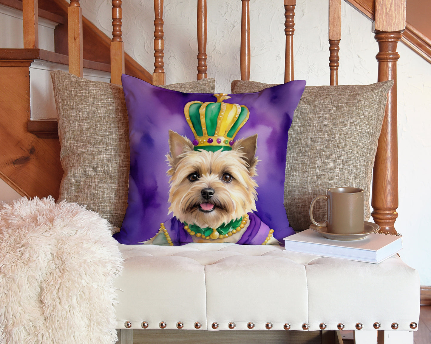 Cairn Terrier King of Mardi Gras Throw Pillow