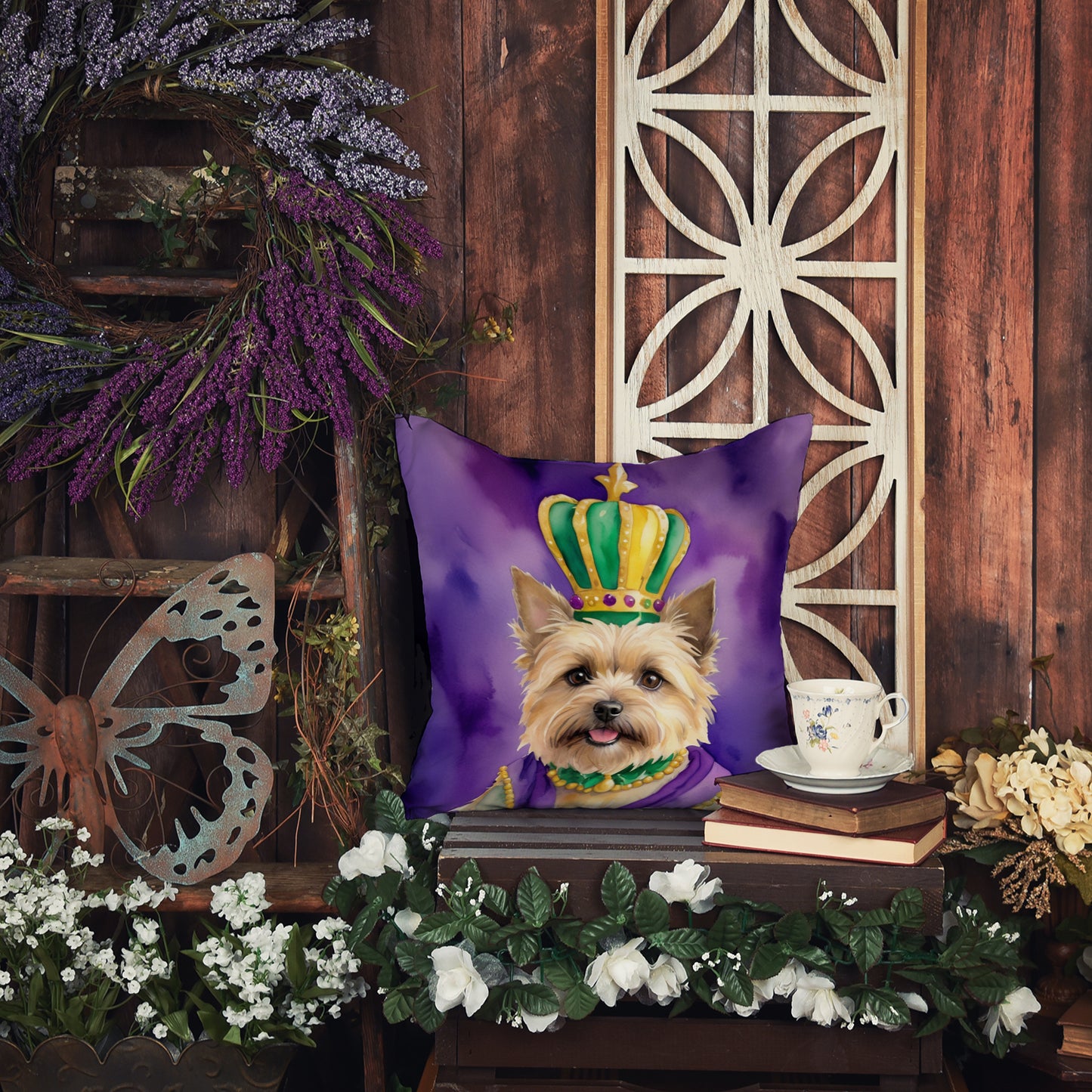 Cairn Terrier King of Mardi Gras Throw Pillow
