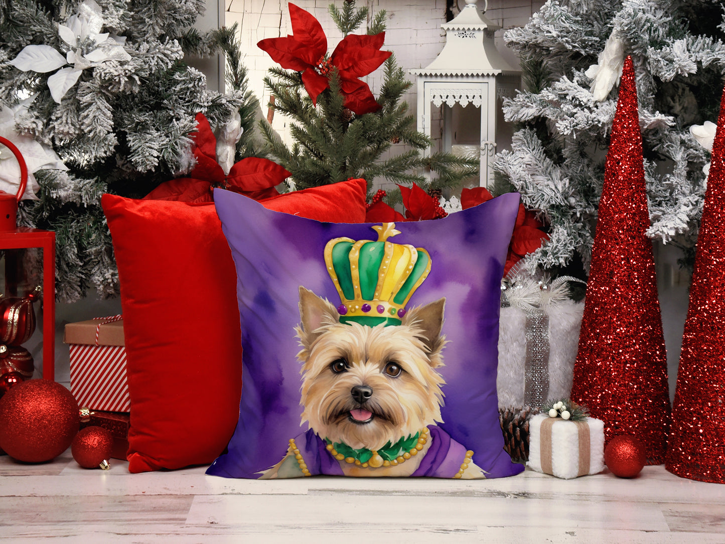 Cairn Terrier King of Mardi Gras Throw Pillow