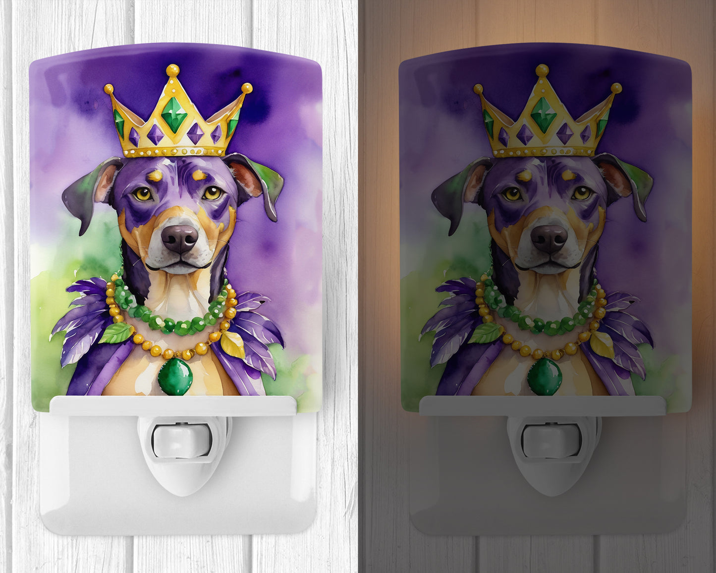 Catahoula King of Mardi Gras Ceramic Night Light