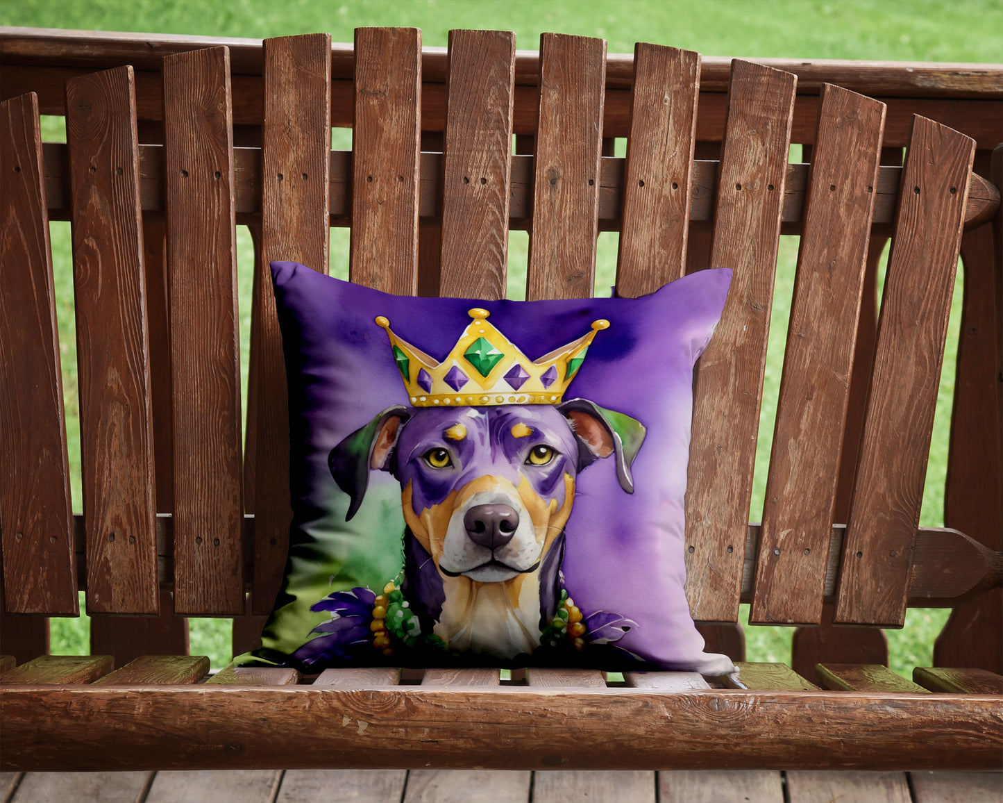 Catahoula King of Mardi Gras Throw Pillow