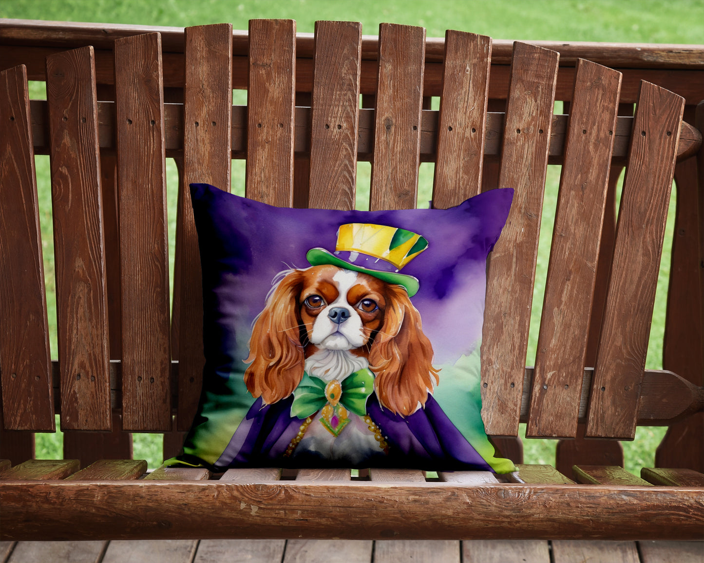 Cavalier Spaniel King of Mardi Gras Throw Pillow