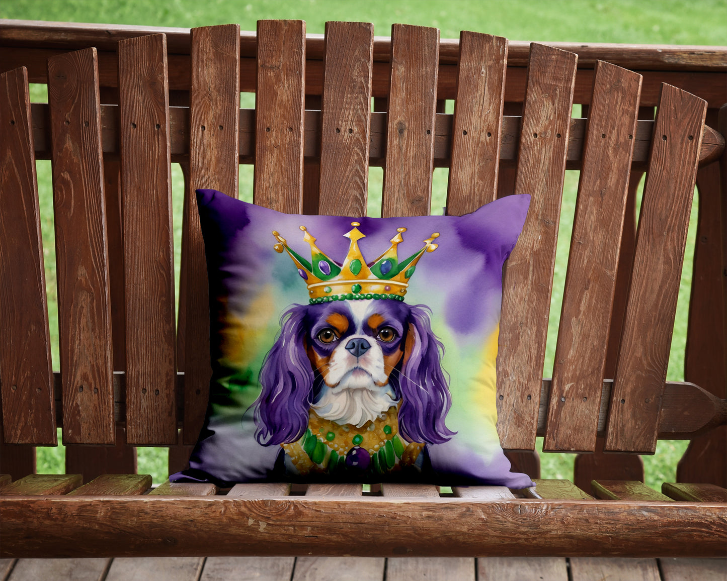 Cavalier Spaniel King of Mardi Gras Throw Pillow