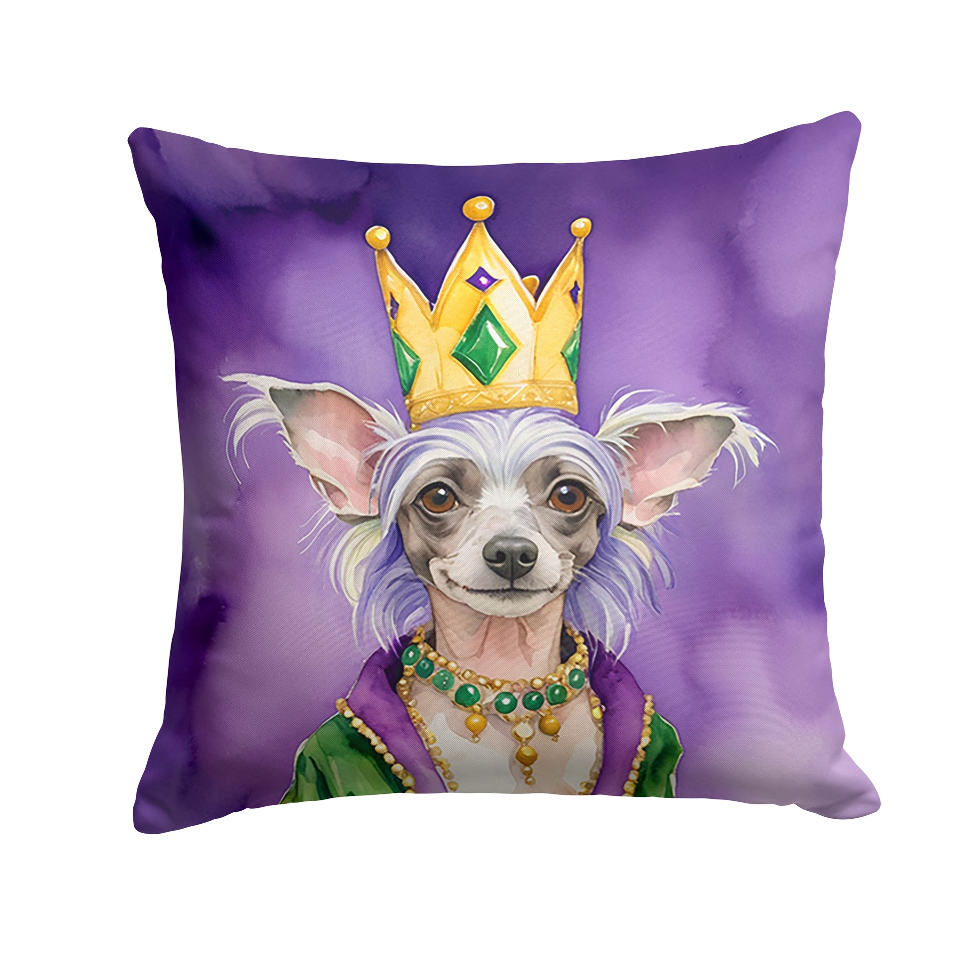 Buy this Chinese Crested King of Mardi Gras Throw Pillow