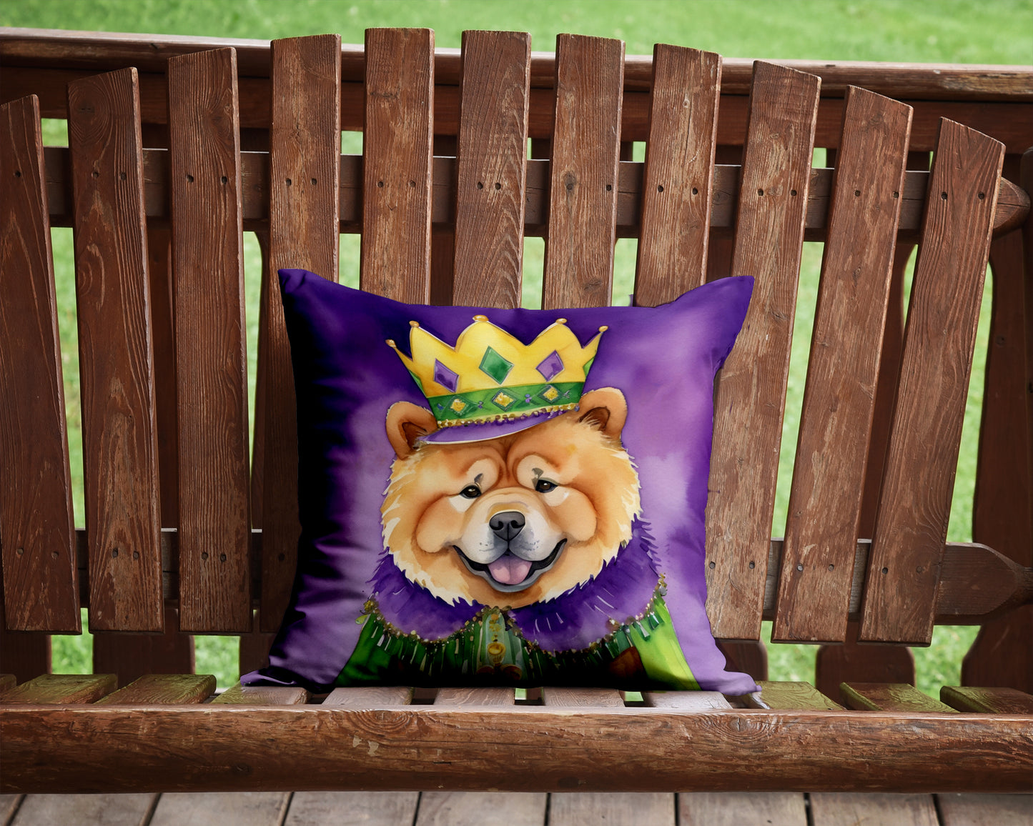 Chow Chow King of Mardi Gras Throw Pillow