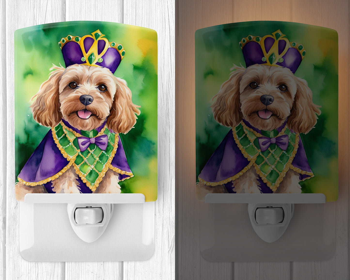 Cockapoo King of Mardi Gras Ceramic Night Light