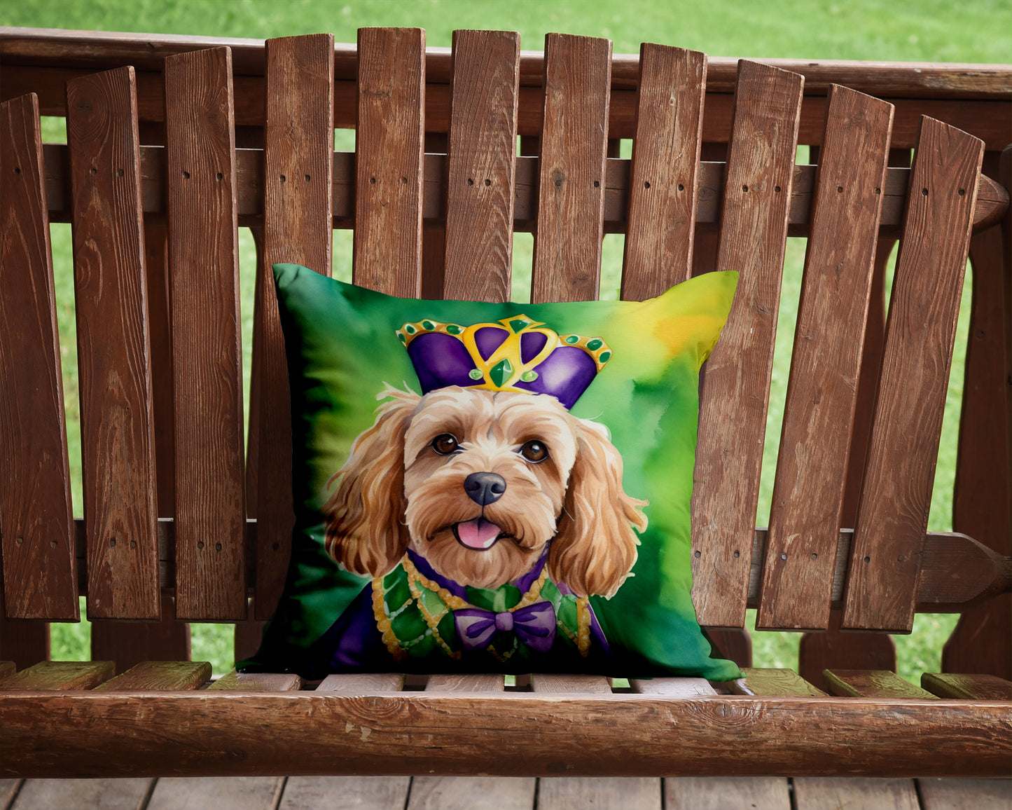 Cockapoo King of Mardi Gras Throw Pillow