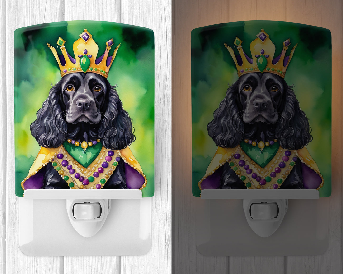 Cocker Spaniel King of Mardi Gras Ceramic Night Light