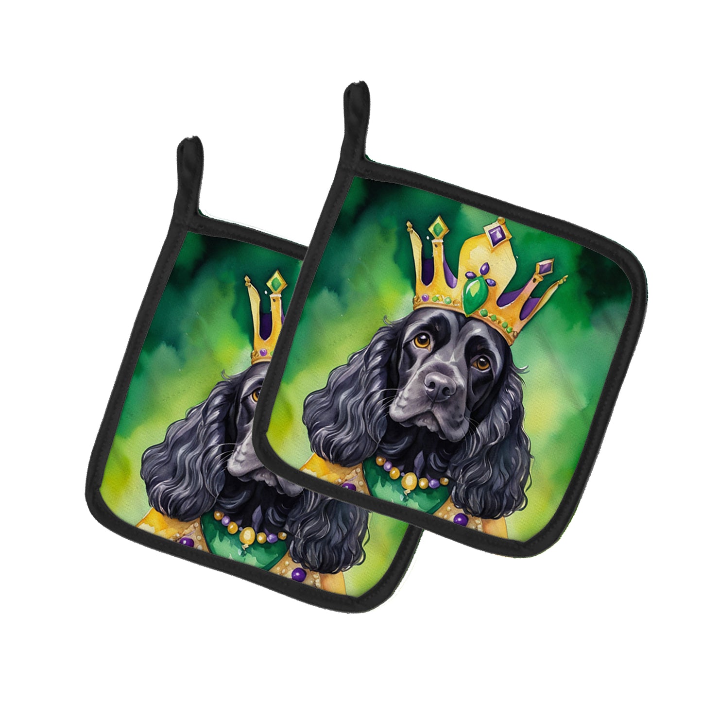 Buy this Cocker Spaniel King of Mardi Gras Pair of Pot Holders