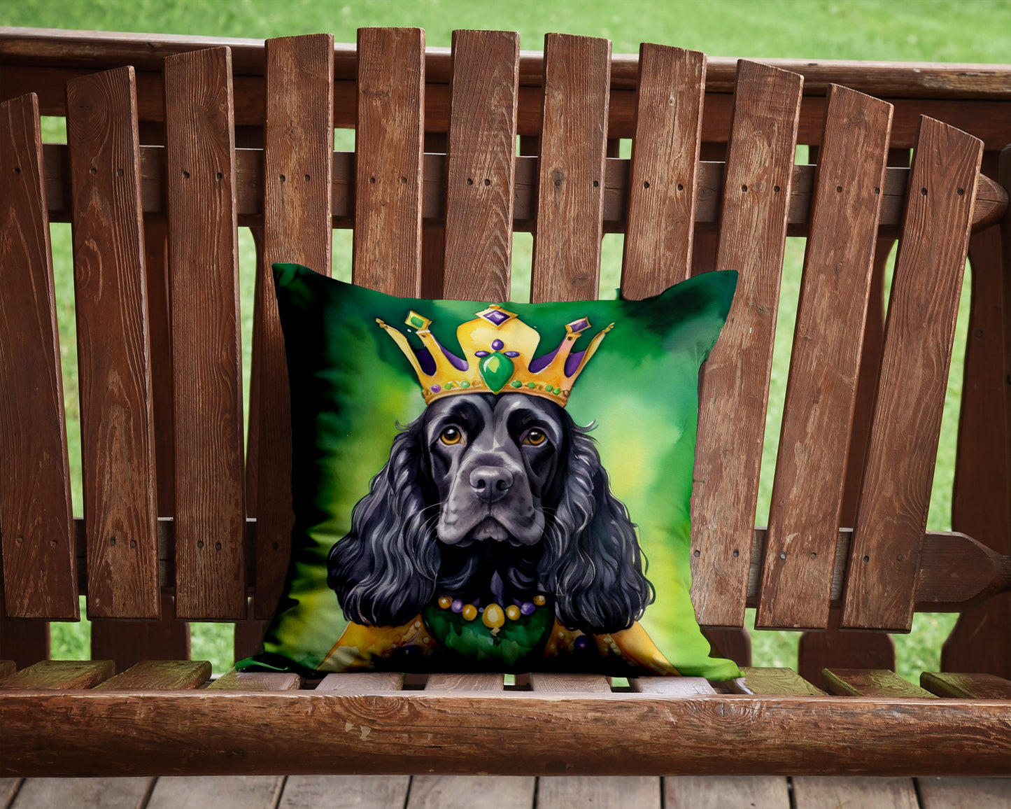 Cocker Spaniel King of Mardi Gras Throw Pillow